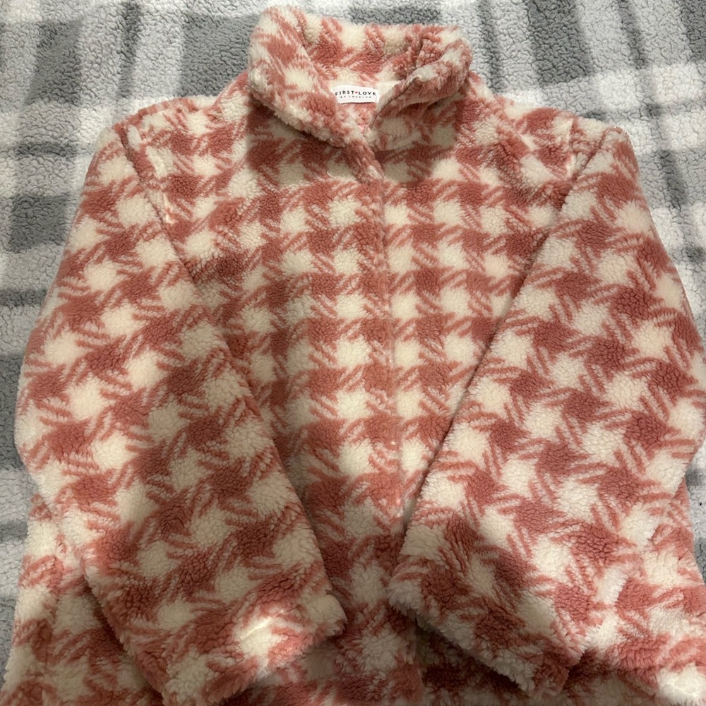 Pink and White Fleece Jacket